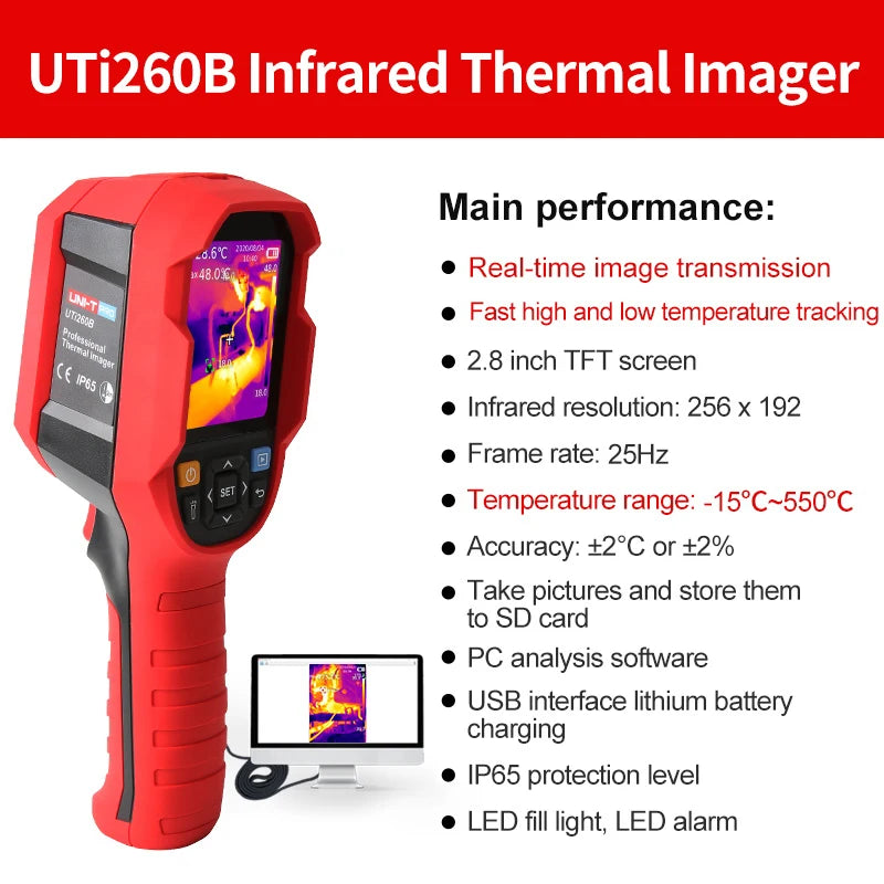 UNI-T UTI 260B HD 256X192 Pixels Industrial Thermal Imager Camera Temperature Imaging Circuit Electrical Maintenance