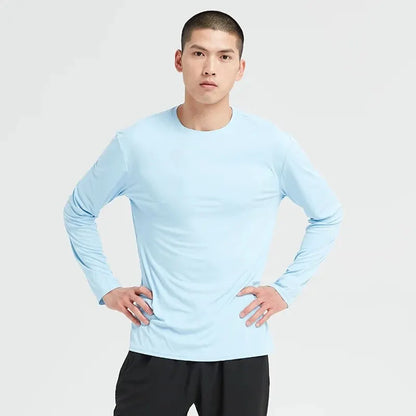 UPF50 Sunscreen Quick-drying Clothes MEN'S Summer Sports Running Long Sleeve T-shirt Thin Training Fitness Clothes Ice Silk Top Leedoar