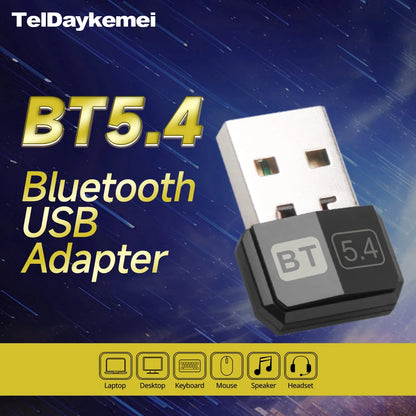 Adaptador Dongle USB Bluetooth 5.4 5.3 para PC Alto-falante Mouse sem fio Teclado Música Áudio Receptor Transmissor Drive grátis