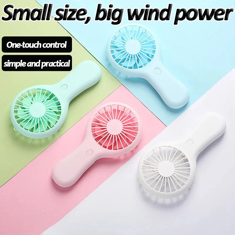 USB Charging PortableCreative Mini Handheld Small Fan  3 Speed High Wind Desktop Office Travel Pocket Fan Student Quiet Chroma Leedoar