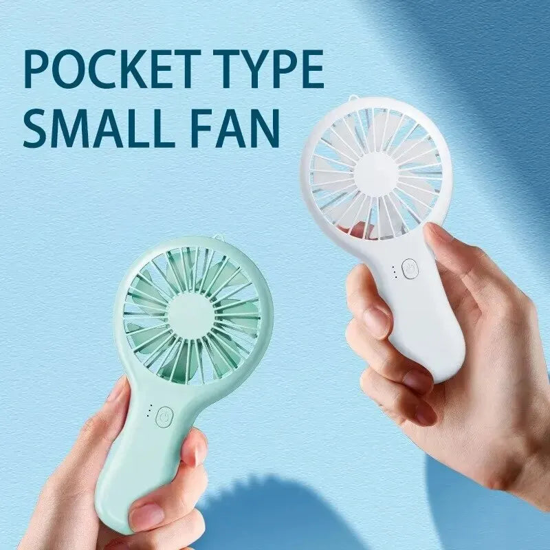 USB Charging PortableCreative Mini Handheld Small Fan  3 Speed High Wind Desktop Office Travel Pocket Fan Student Quiet Chroma Leedoar