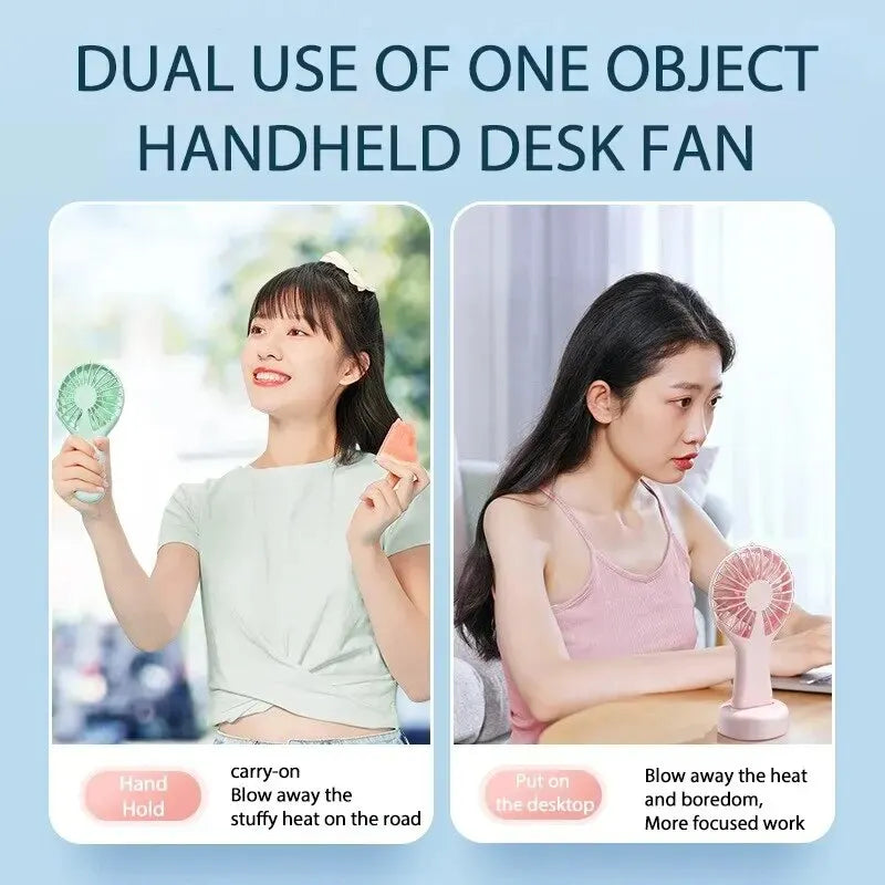 USB Charging PortableCreative Mini Handheld Small Fan  3 Speed High Wind Desktop Office Travel Pocket Fan Student Quiet Chroma Leedoar