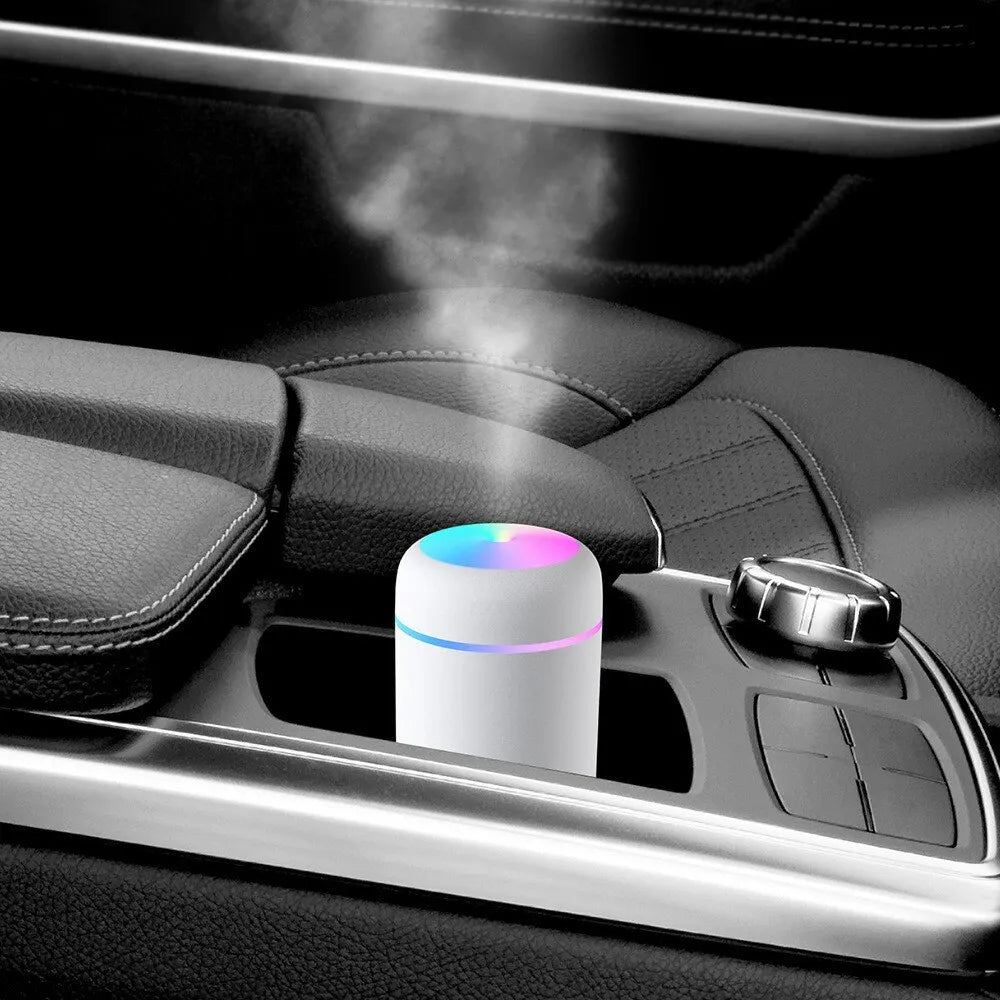 USB Cool Mist Sprayer Portable 300ml Electric Air Humidifier Aroma Oil Diffuser with Colorful Night Light for Home Car Leedoar