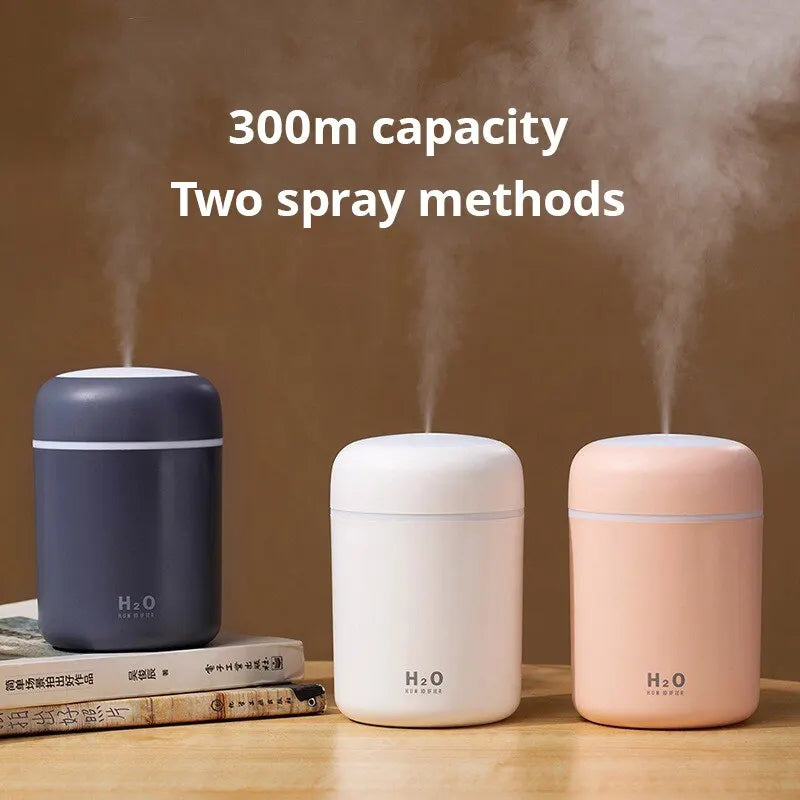 USB Cool Mist Sprayer Portable 300ml Electric Air Humidifier Aroma Oil Diffuser with Colorful Night Light for Home Car Leedoar