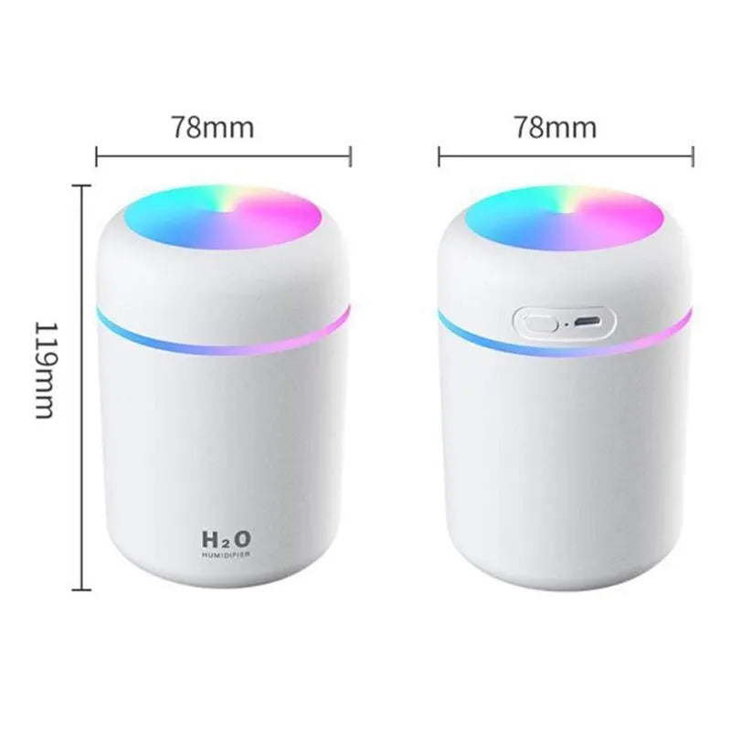 USB Cool Mist Sprayer Portable 300ml Electric Air Humidifier Aroma Oil Diffuser with Colorful Night Light for Home Car Leedoar