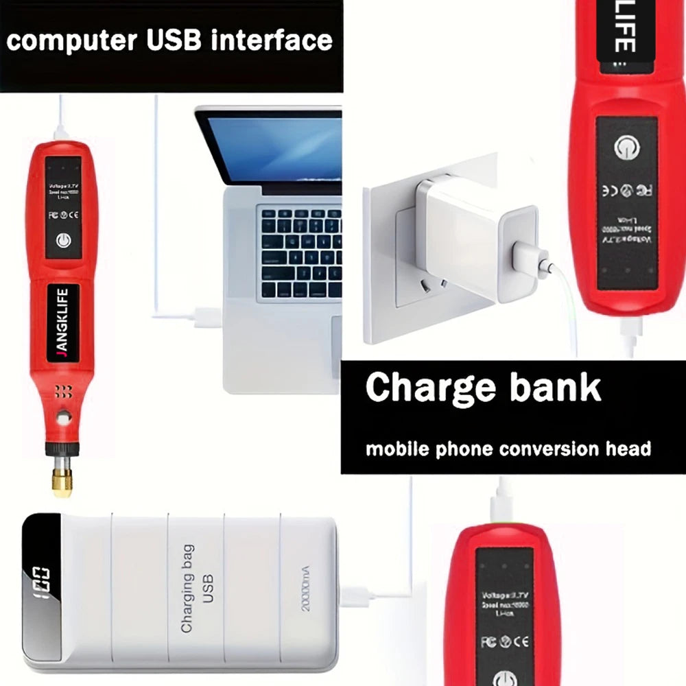 USB Cordless Rotary Tool Kit Woodworking Engraving Pen DIY For Jewelry Metal Glass Mini Wireless Drill Leedoar