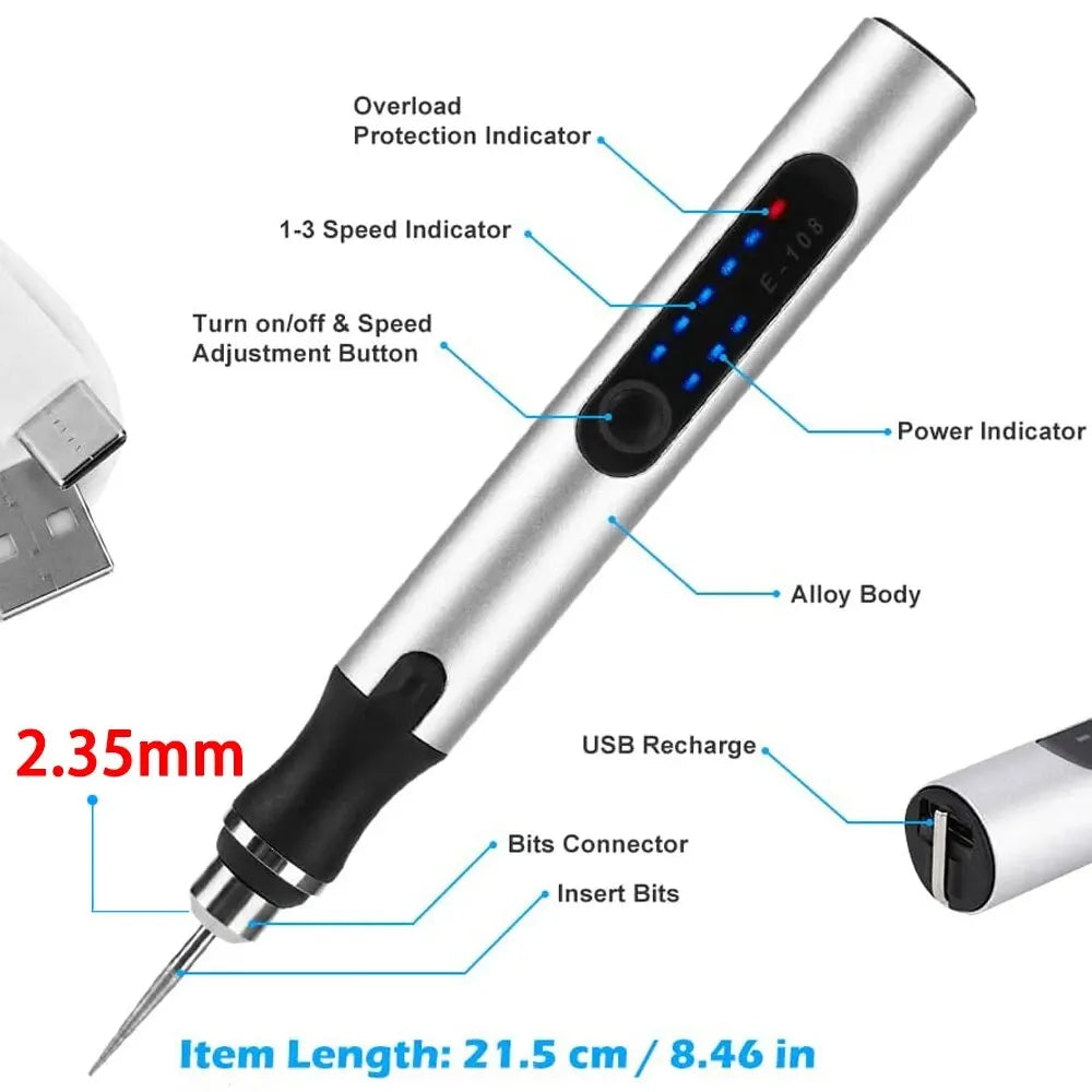 USB Cordless Rotary Tool Kit Woodworking Engraving Pen DIY For Jewelry Metal Glass Mini Wireless Drill Leedoar