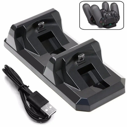 Base de carga dual USB para controlador PS4, soporte de carga para juegos, cargador para control de gamepad inalámbrico Sony PlayStation 4 