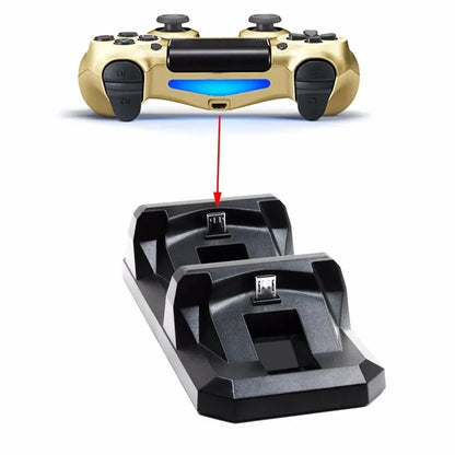 Base de carga dual USB para controlador PS4, soporte de carga para juegos, cargador para control de gamepad inalámbrico Sony PlayStation 4 