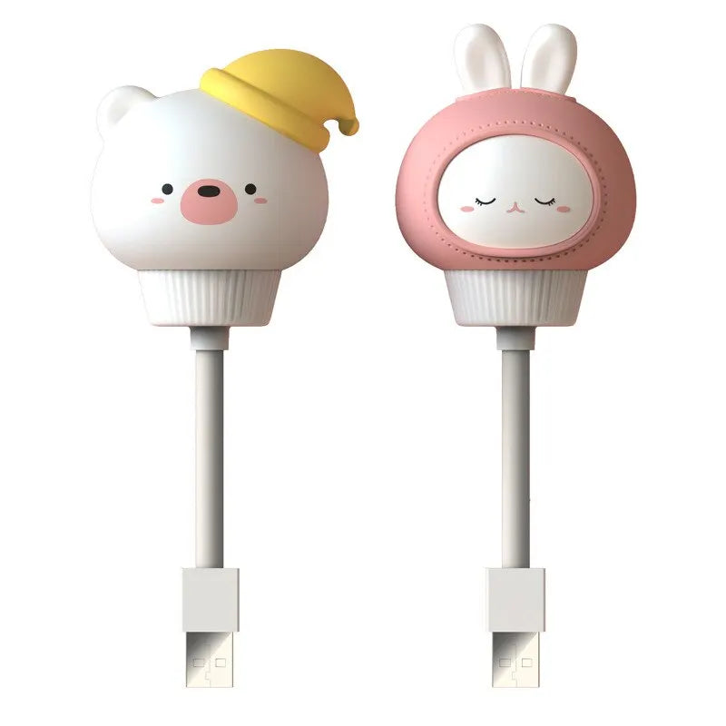 Lámpara de noche LED USB para niños, linda lámpara de noche de dibujos animados, oso, pollito, gatito, control remoto para decoración de dormitorio de bebé, lámpara de noche 