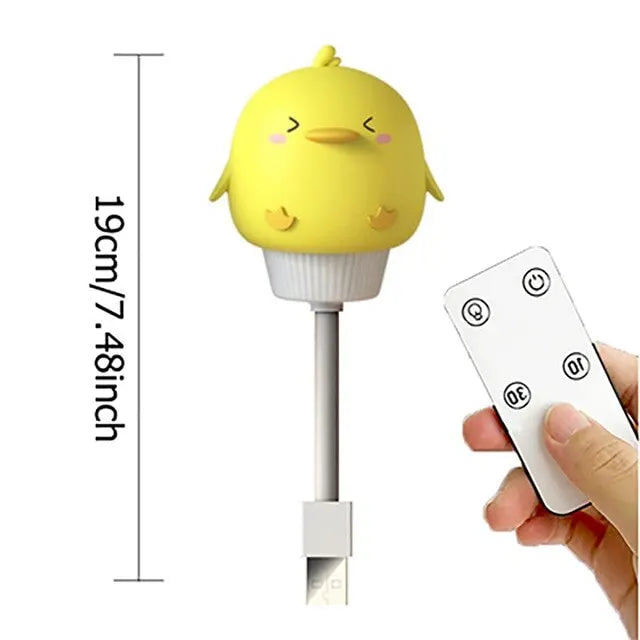 Luz noturna USB LED para crianças, lâmpada noturna fofa de desenho animado, urso, pintinho, gatinho, controle remoto para decoração de quarto de bebê, lâmpada de cabeceira 