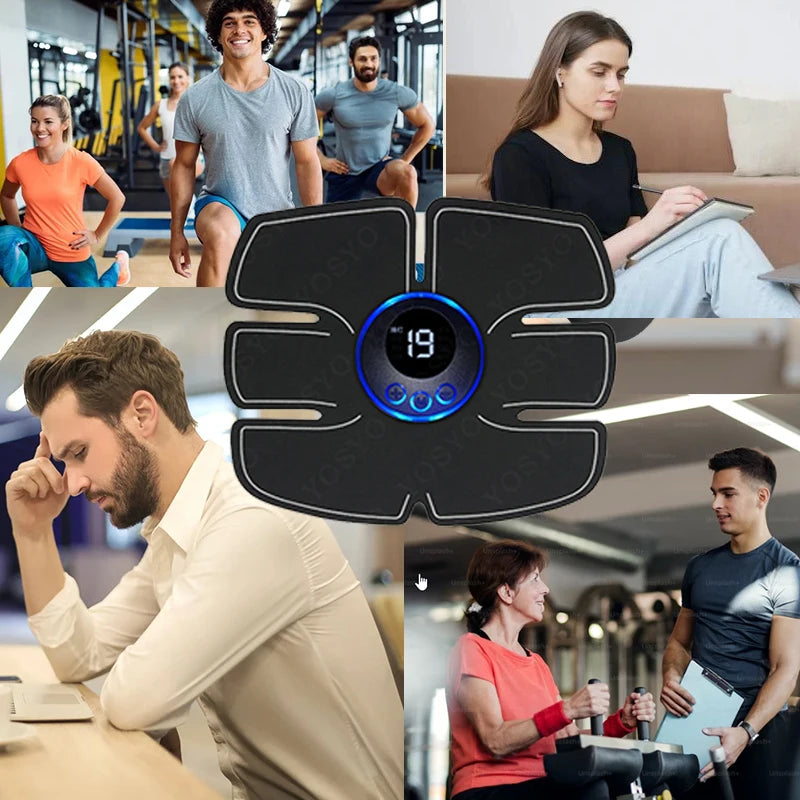 USB Rechargable Smart Wireless Muscle Massage Fitness Trainer Abdominal Training Electric Body Slimming Massager Leedoar