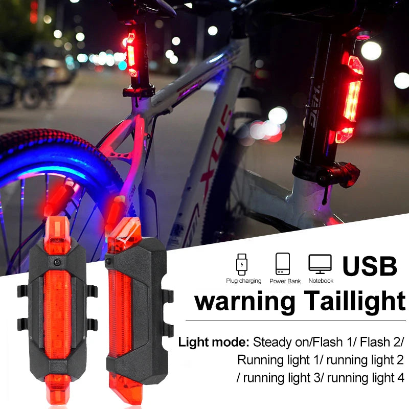 USB Rechargeable Bike Light Set Front Light with Taillight Easy to Install 3 Modes Bicycle Accessories for the Bicycle Leedoar