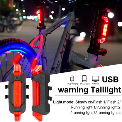 USB Rechargeable Bike Light Set Front Light with Taillight Easy to Install 3 Modes Bicycle Accessories for the Bicycle Leedoar