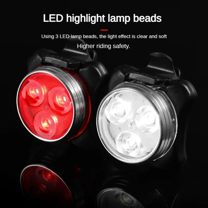 USB Rechargeable Bike Light Set Super Bright Front Headlight and Rear LED Bicycle Light 650mah 4 Light Mode Options