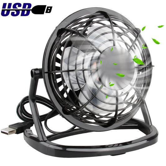 Ventilador silencioso USB para mesa, refrigerador para laptop, notebook, desktop, PC, escritório, verão, ventilador de refrigeração, 4 lâminas, rotativo, USB, mini ventiladores, soquete 