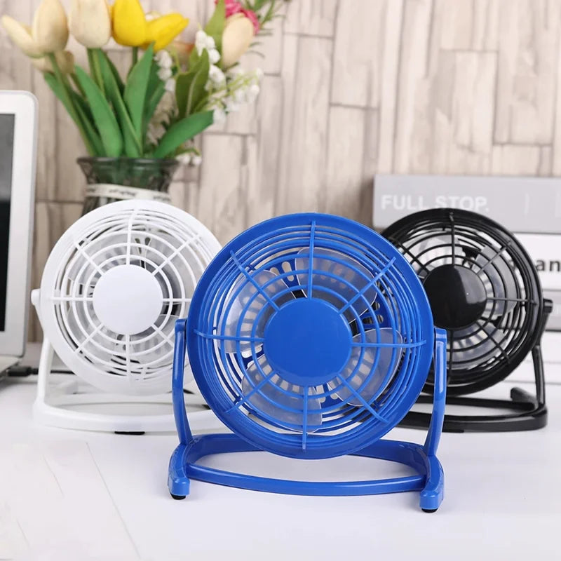 Ventilador silencioso USB para mesa, refrigerador para laptop, notebook, desktop, PC, escritório, verão, ventilador de refrigeração, 4 lâminas, rotativo, USB, mini ventiladores, soquete 