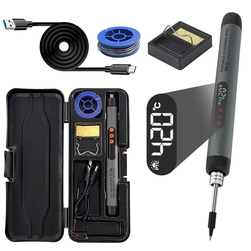 USB soldering iron mini small soldering iron set portable household type-C interface 800mAh battery Adjustable temperature Leedoar
