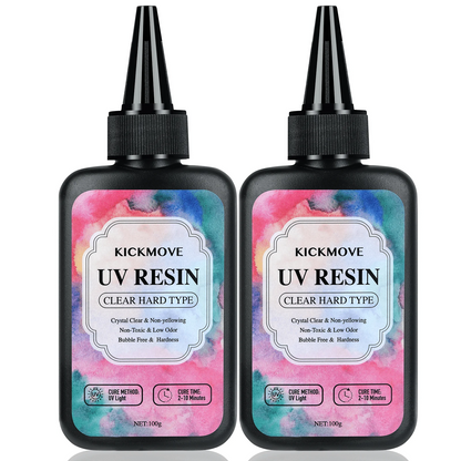 Resina UV 300 g - Kit de resina UV mejorado, resina epoxi UV de curado ultravioleta transparente de tipo duro para fabricación de joyas artesanales 