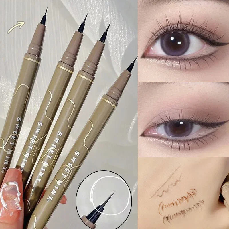 Ultra Fine Liquid Eyeliner Waterproof Sweat Proof Quick Drying Eyelash Pen Black Brown Lasting Smooth Silkworm Pens Cosmetics Leedoar