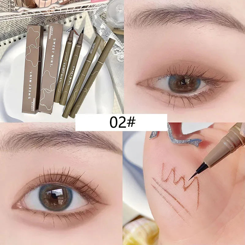 Ultra Fine Liquid Eyeliner Waterproof Sweat Proof Quick Drying Eyelash Pen Black Brown Lasting Smooth Silkworm Pens Cosmetics Leedoar