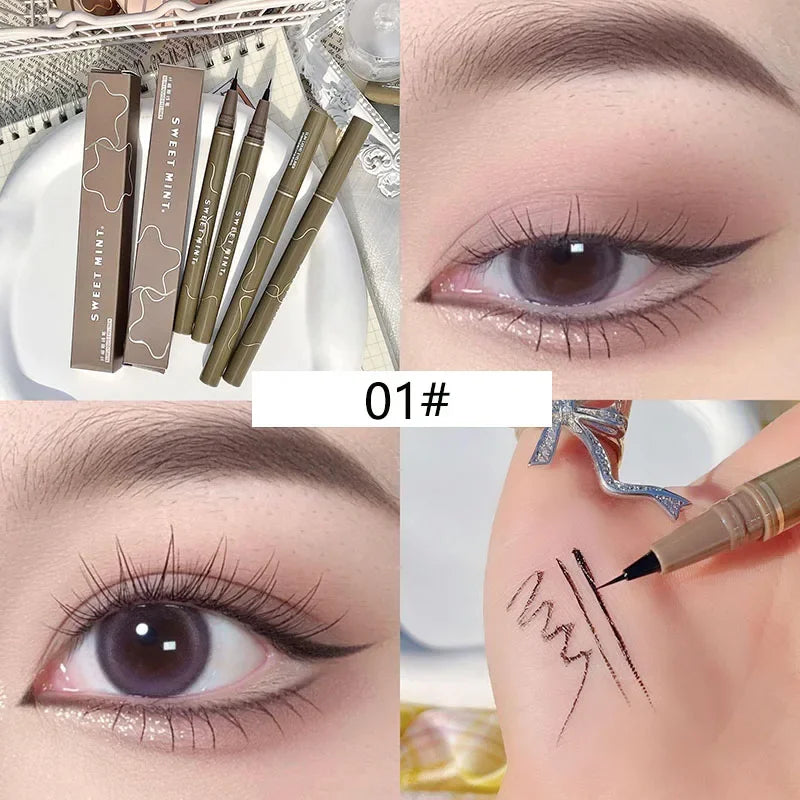 Ultra Fine Liquid Eyeliner Waterproof Sweat Proof Quick Drying Eyelash Pen Black Brown Lasting Smooth Silkworm Pens Cosmetics Leedoar