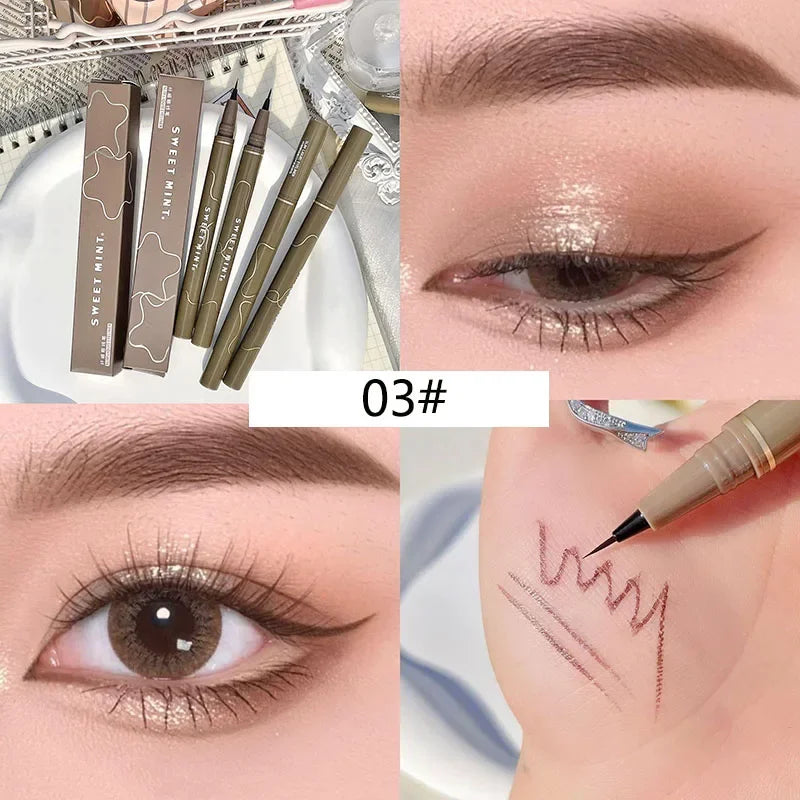 Ultra Fine Liquid Eyeliner Waterproof Sweat Proof Quick Drying Eyelash Pen Black Brown Lasting Smooth Silkworm Pens Cosmetics Leedoar