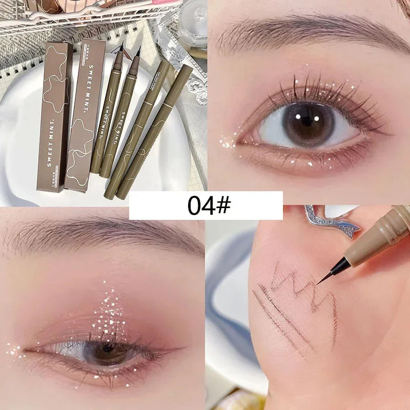 Ultra Fine Liquid Eyeliner Waterproof Sweat Proof Quick Drying Eyelash Pen Black Brown Lasting Smooth Silkworm Pens Cosmetics Leedoar