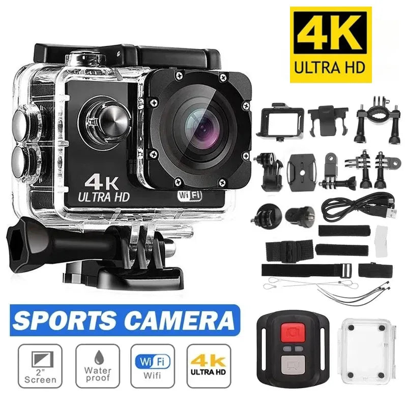 Ultra HD 4K Action Camera 30fps/170D Underwater Helmet Waterproof 2.0-inch Screen WiFi Remote Control Sports go Video Camera Pro Leedoar