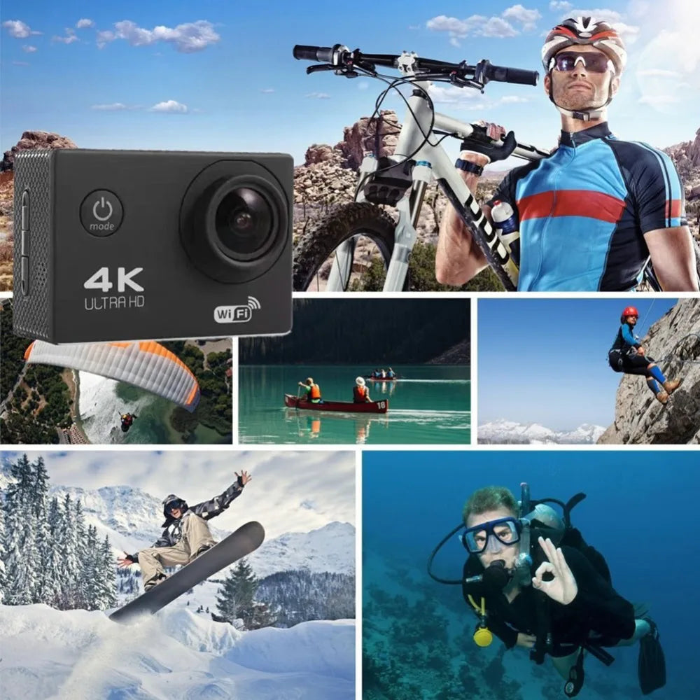 Ultra HD 4K Action Camera 30fps/170D Underwater Helmet Waterproof 2.0-inch Screen WiFi Remote Control Sports go Video Camera Pro Leedoar