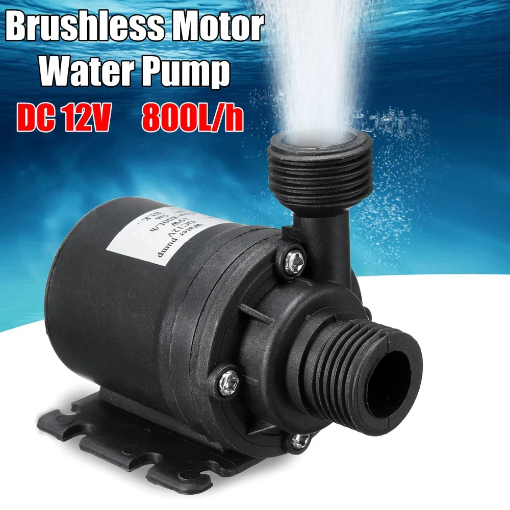 Ultra Quiet Water Pump Mini DC 12V 19W 800L/H Brushless Motor Submersible Aquarium Water Pump Pond Fountain For Fish Tank Garden Leedoar