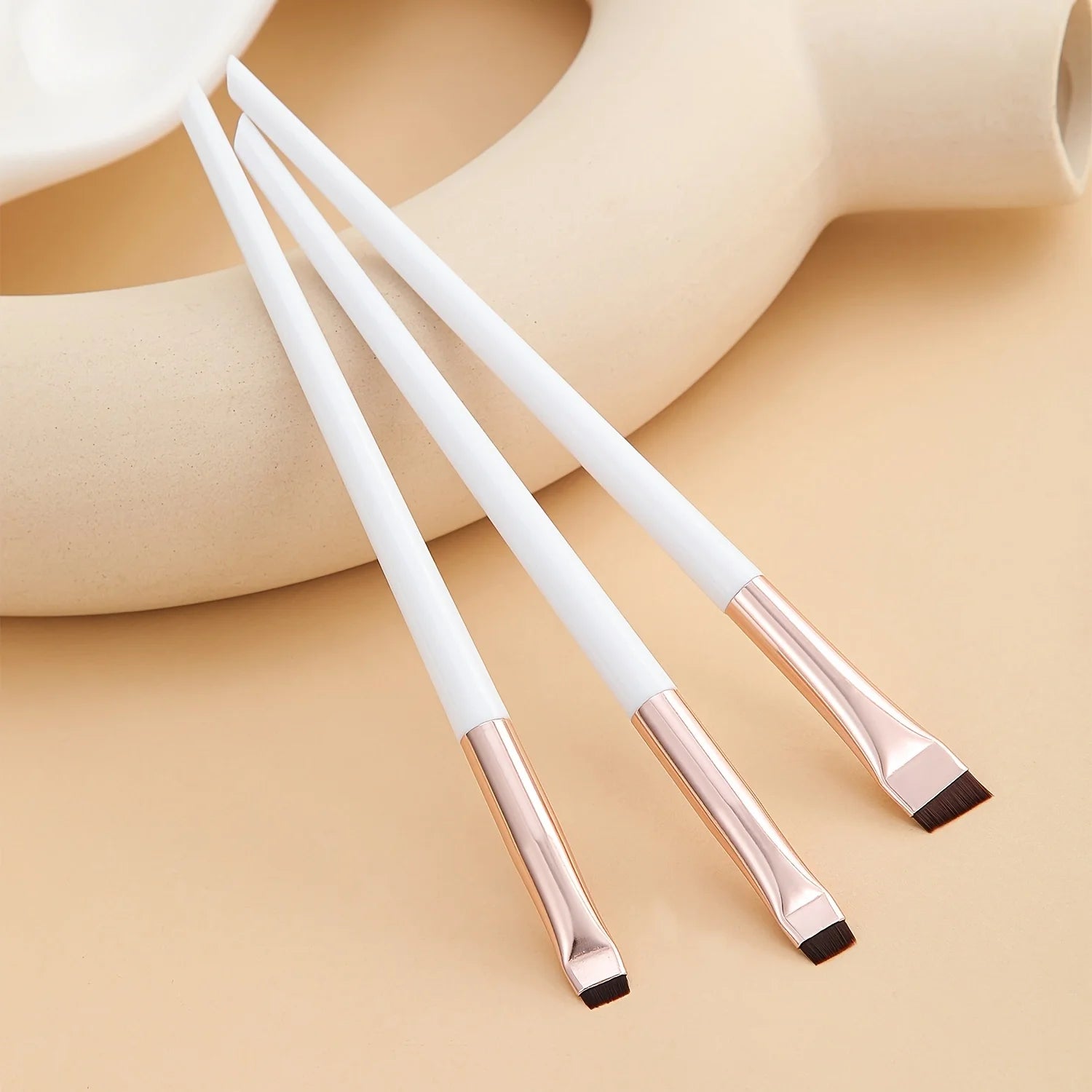 Ultra-Thin Eyebrow Brush Set -3Pcs Angled Precision Eyeliner MakeupBrushes, Synthetic Bristles Slanted Eyeshadow Eye Brow Tintin Leedoar