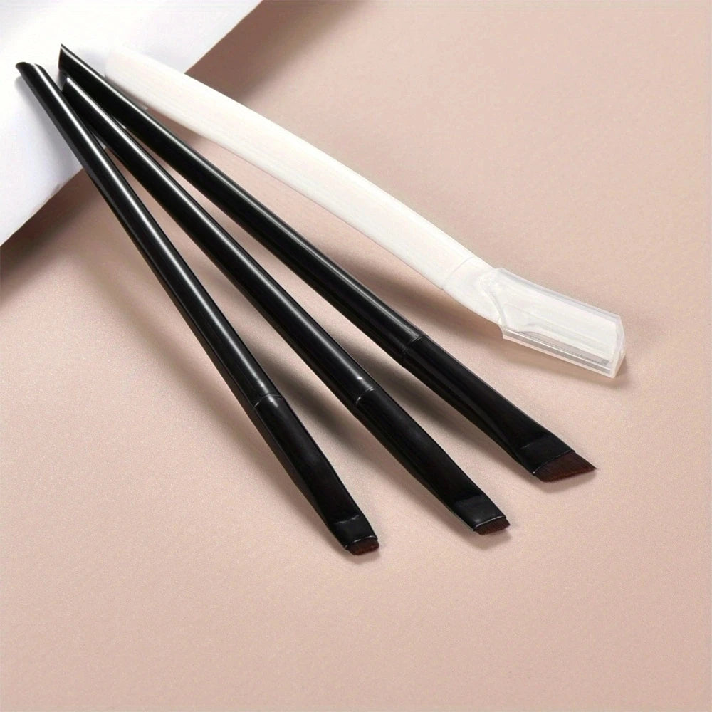 Ultra-Thin Eyebrow Brush Set -3Pcs Angled Precision Eyeliner MakeupBrushes, Synthetic Bristles Slanted Eyeshadow Eye Brow Tintin Leedoar