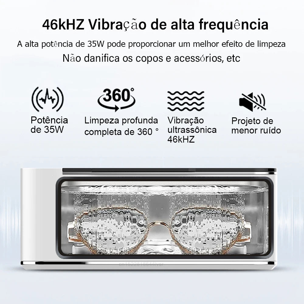 Limpiador ultrasónico de 35 W, limpiador ultrasónico de gafas y joyas, máquina de limpieza ultrasónica de 500 ml, baño de lavado por ultrasonidos para gafas