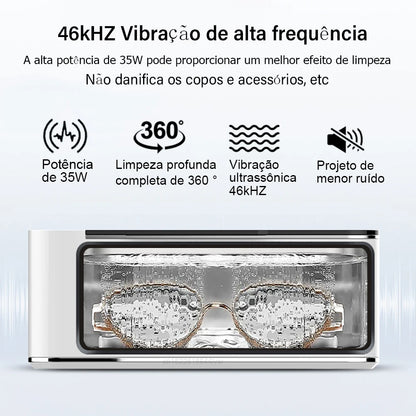 Limpiador ultrasónico de 35 W, limpiador ultrasónico de gafas y joyas, máquina de limpieza ultrasónica de 500 ml, baño de lavado por ultrasonidos para gafas