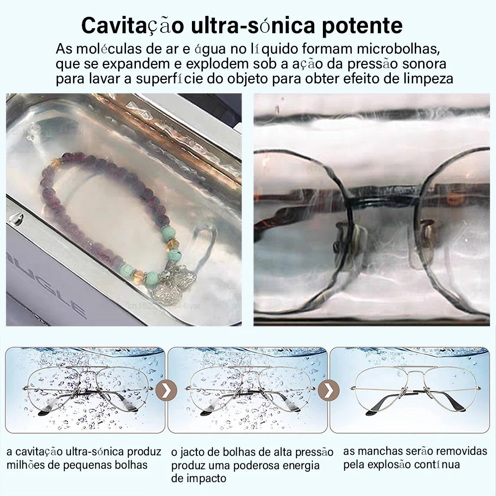 Limpiador ultrasónico de 35 W, limpiador ultrasónico de gafas y joyas, máquina de limpieza ultrasónica de 500 ml, baño de lavado por ultrasonidos para gafas