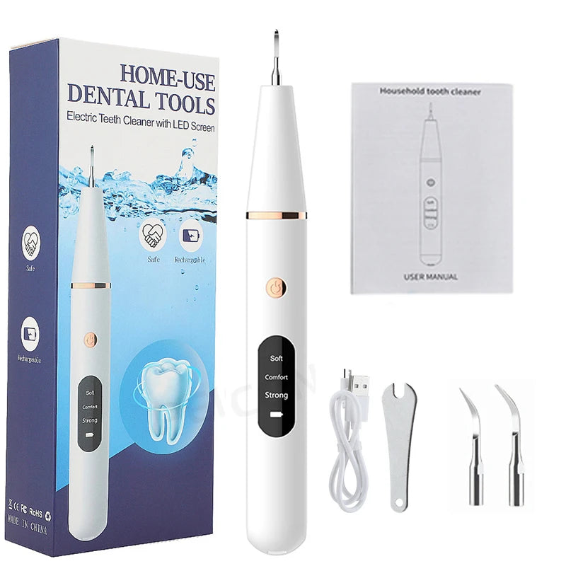 Ultrasonic Dental Scaler For Teeth Tartar Stain Tooth Calculus Remover Electric Sonic Teeth Plaque Cleaner Dental Stone Removal Leedoar