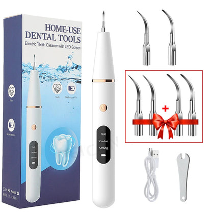 Ultrasonic Dental Scaler For Teeth Tartar Stain Tooth Calculus Remover Electric Sonic Teeth Plaque Cleaner Dental Stone Removal Leedoar