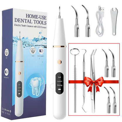 Ultrasonic Dental Scaler For Teeth Tartar Stain Tooth Calculus Remover Electric Sonic Teeth Plaque Cleaner Dental Stone Removal Leedoar