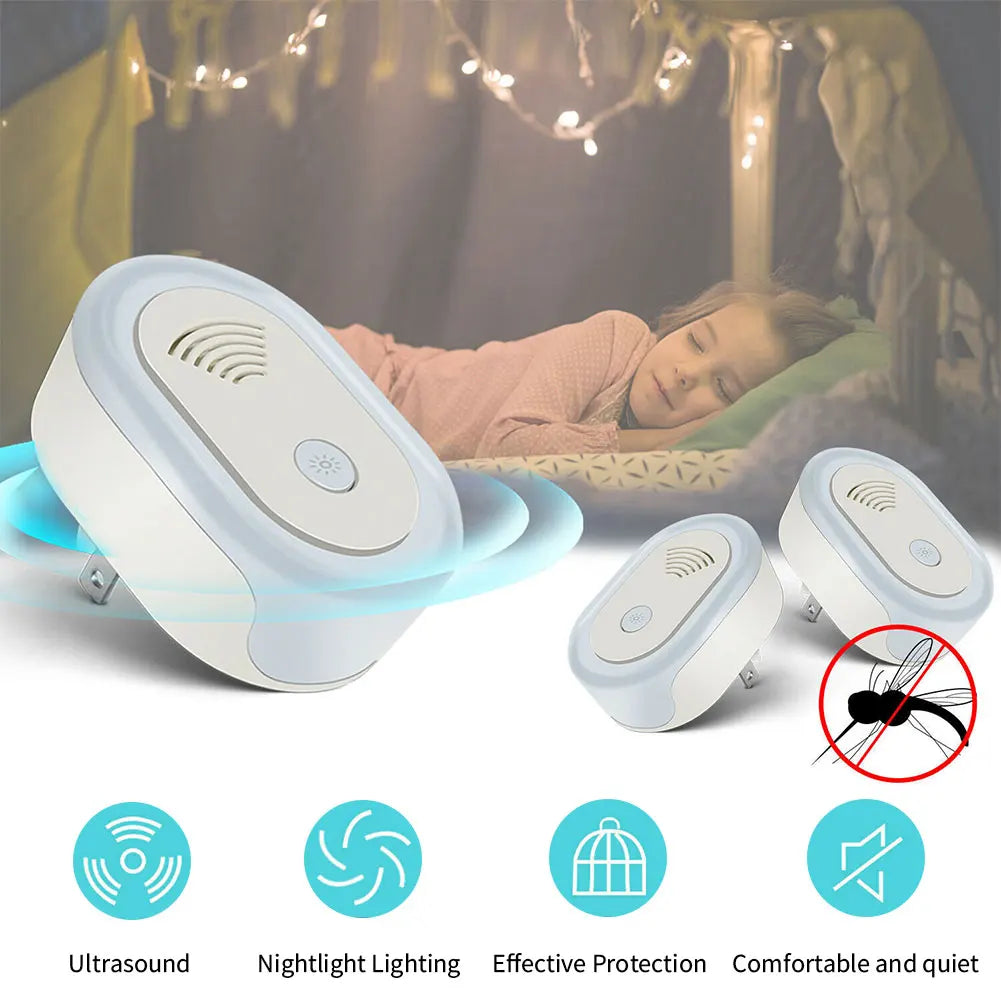 Ultrasonic Mosquito Repellent with Night Light US UK EU Plug AntiMosquito Mouse Roach Mosquito Repellent Electronic Fly Killer Leedoar