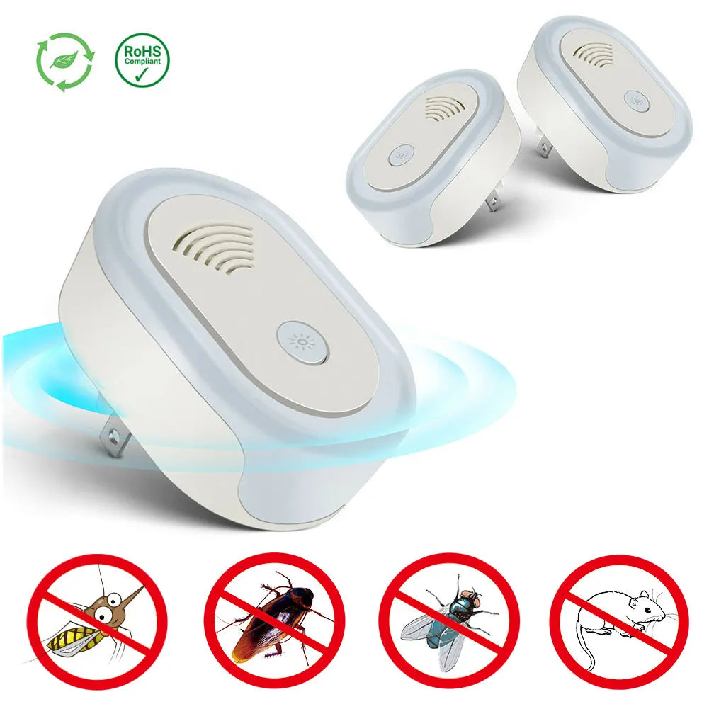 Ultrasonic Mosquito Repellent with Night Light US UK EU Plug AntiMosquito Mouse Roach Mosquito Repellent Electronic Fly Killer Leedoar