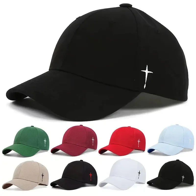 Unisex Side Cross Embroidery Baseball Caps Spring and Autumn Outdoor Adjustable Casual Hats Sunscreen Hat Leedoar