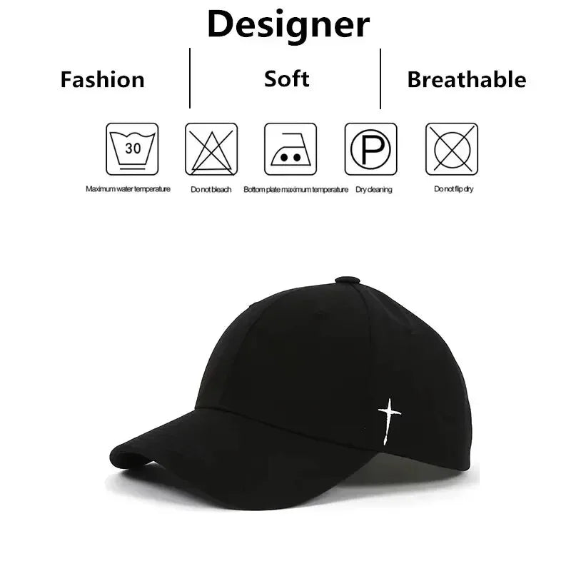 Unisex Side Cross Embroidery Baseball Caps Spring and Autumn Outdoor Adjustable Casual Hats Sunscreen Hat Leedoar