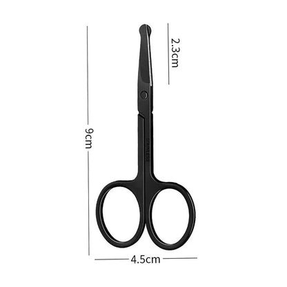 Unisex Stainless Steel Black Round Head Safe Nose Hair Scissors Cut Beard Facial Trimming Tweezer Makeup Beaut(Do Not Hurt Nose)