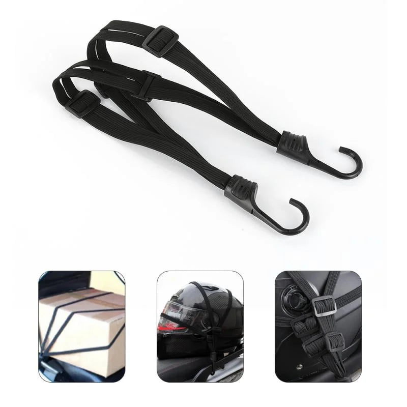 Universal 60cm Motorcycle Luggage Strap Moto Helmet Gears Fixed Elastic Buckle Rope High-Strength Retractable Protective Net Leedoar