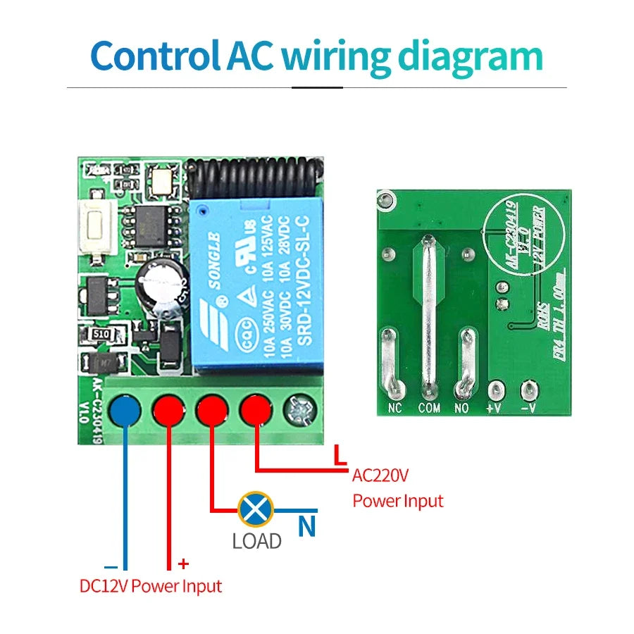 Universal Gate Remote Control Switch DC 12V RF 433 Mhz Asking Code Relay Receiver DIY Mini Module for Garage Door LED Lighting Leedoar