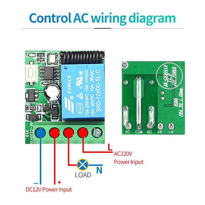 Universal Gate Remote Control Switch DC 12V RF 433 Mhz Asking Code Relay Receiver DIY Mini Module for Garage Door LED Lighting Leedoar