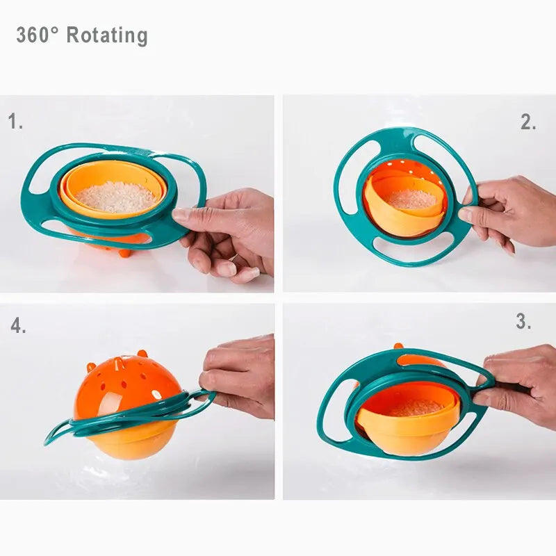 Universal Gyro Bowl 360 Degree Rotation Spill Resistant Feeding Dishes for Baby Training Children Rotary Balance Novelty Gyro Leedoar