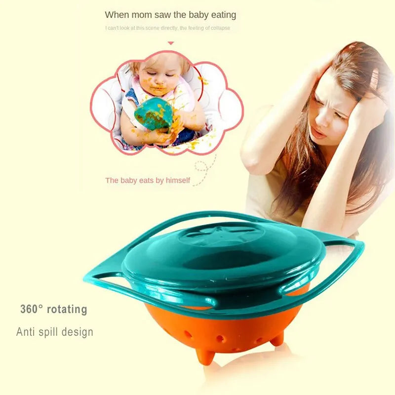 Universal Gyro Bowl 360 Degree Rotation Spill Resistant Feeding Dishes for Baby Training Children Rotary Balance Novelty Gyro Leedoar