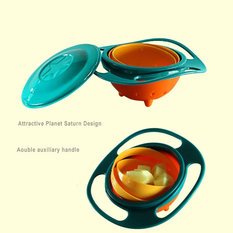 Universal Gyro Bowl 360 Degree Rotation Spill Resistant Feeding Dishes for Baby Training Children Rotary Balance Novelty Gyro Leedoar